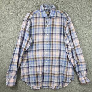 CULTURATA Tailored Fit Button Down Multi Color Check Shirt Men's Size L